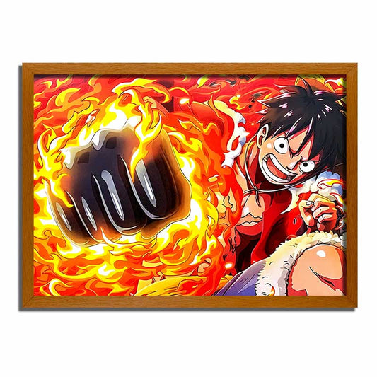 One Piece Luffy Ateşli Yumruk Işıklı Tablo & Gece Lambası